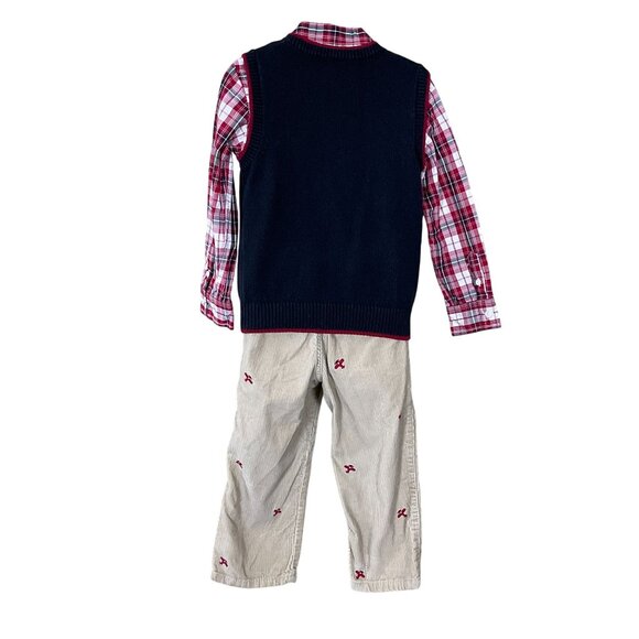 Gymboree Junior Aviator Shirt Corduroy Pants & Sweater Vest Set Toddler Boys 3T - Picture 3 of 12